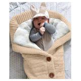 XMWEALTHY Unisex Infant Swaddle Blankets Soft Thick Fleece Knit Baby Girls Boys Stroller Wraps (Khaki)