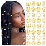 VENOFEN 40PCS Hair Jewelry for Braids Gold Braid Clips Non-Piercing Ear Cuffs Multi Style Dreadlock Jewelry Metal Loc Braids Accessories Hair Decoration for Women and Girls
