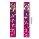 ANVAVO Happy Diwali Festival of Lights Porch Sign Banner Polyester Wall Banner Outdoor Decor Indian Party Supplies