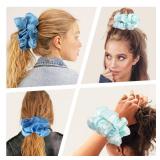 Satin Hair Scrunchies: Cute, Big Pony Tail Holders for Thick, Curly Hair - No Crease, No Damage Hair Ties for Girls and Women