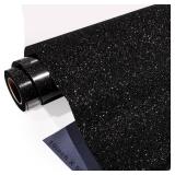 GIRAFVINYL Black Glitter HTV Heat Transfer Vinyl 10" X 5 FT Black Glitter Iron on Vinyl l for Shirt, and Fabric Christmas Decorations