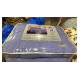 EVOLIVE 4pc Set Pinch Pleat/Kiss Pleat, Pintuck Down Alternative Comforter Set with Pompom (Full/Queen, Purple) - Retail: $50