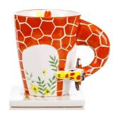 infloatables Giraffe Mug with Coaster Set - Giraffe Coffee Mug - Giraffe Ceramic Mug with What