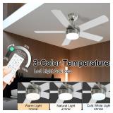 POCHFAN 42 Inch Brushed Nickel Ceiling Fans with Lights,Ceiling Fan with Remote Control,Reversible DC Motor,3 CCT 6-Speed,Noiseless Ceiling Fan for Bedroom,Living Room,Dining Room,ETL Listed - Retail: