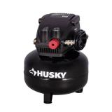 Husky 3 Gal. 120 PSI Portable Electric Oil-Free Light Duty Pancake Air Compressor with Fold Down Handle and 1-Quick Coupler - Retail: $69