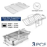 P&P CHEF 16" Roaster Roasting Pan with Baking Rack and V-shaped Rack, Stainless Steel Rectangular Lasagna Pan with Handles for Turkey Chicken, Healthy & Dishwasher Safe, 3 Pieces, Silver - Retail: $50