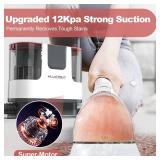 Upholstery Carpet Cleaner, MUJERBAY 12Kpa Portable Spot & Stain Cleaner Shampooer, Move with Universal Wheels & Handle, 1.18-inch Deep Cleaning Machine for Couch, Stairs, Car & Messes.Red (Pre Owned) 