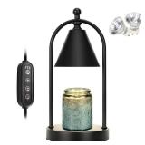 Soilsiu Candle Warmer Lamp with Timer, Electric Black Candle Warming Light for Bedroom, Dimmable Wax Melts Warmer for Home Decor Beside Lamp Gifts for Women (2 Bulbs Included) - Retail: $16