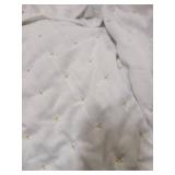 White with Gold Stitching Blanket 90 x 90in