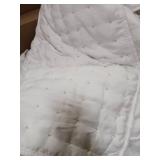 White with Gold Stitching Blanket 90 x 90in