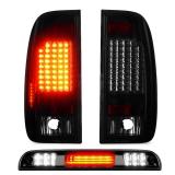 Tail Light + 3rd Brake Cargo Lamp for Ford F-250 F-350 F-450 F-550 Super Duty 1999-2007, Only Fits Styleside Fleetside, Third Center High Mount Stop Light Rear LED Taillight - Retail: $108