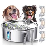 Smartoo Dog Water Fountain for Large Dogs 7L/236oz Stainless Steel Dog Water Bowl Dispenser Automatic Cat Water Fountain with Deeper Drinking Area, Multi-Filtration Pet Fountain with 6 Filters - Retai