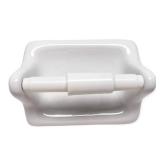 Tenedos Glazed Ceramic Bathroom Toilet Paper Holder Accessory White Wall Mount Durable Classic Design Not for Flat Surface Installation - Retail: $48