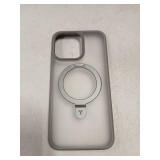 TORRAS Magnetic Ostand for iPhone 15 Pro Max Case, [Military Grade Drop Tested][Compatible with MagSafe][Build in Kickstand] Translucent Hard Back Anti-Fingerprint 6.7" 2023, Natural Titanium Grey - R