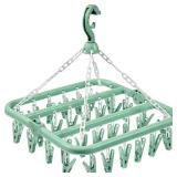 alladaga Clothes Drying Hanger with 32 Clips and Drip Foldable Hanging Rack (Light Green) - Retail: $10