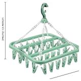 alladaga Clothes Drying Hanger with 32 Clips and Drip Foldable Hanging Rack (Light Green) - Retail: $10