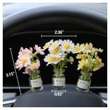 Kiofs Daisy Flower Car Accessories for Women Interior Aesthetic, 3 Pcs Daisy Cute Car Dashboard Decorations - Retail: $9