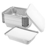 Kifmurase 50 Pcs Aluminum Pans with Lids, 8.5x6.5 Disposable Tin Foil Pan 2.25LB To Go Food Containers Baking Pans for Cooking Heating Roasting Take Out Freeze Meal Prep - Retail: $17