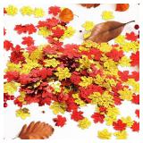 WILLBOND 600 Pcs Fall Thanksgiving Confetti Maple Leaf Table Scatter Foil Confetti for Autumn Harvest Halloween Christmas Wedding Throwing Table Decoration Glitter Party Supplies - Retail: $6
