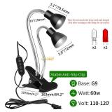 Homnebila Reptile Heat Lamp, UVA UVB Light for Turtle, Bearded Dragon, Basking Light for Bearded Dragon, Dimmable 360°Gooseneck UV Heating Lamp W/ G9 Mini Halogen Bulbs 60W for Tortoise/Snake/Lizard 