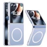 FNDMIL NO.1 Magnetic for Motorola Razr+ Plus 2025/2024 Case Compatible with MagSafe[Military Shockproof][Translucent Matt Soft Silicone Bumper for Moto Razr+ 2025/2024 Case,White - Retail: $18