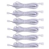 AIBOO Extension Cables 9.84FT LED Under Cabinet Puck Lighting, 2-Pin Male and Female Cable Connector Extension Cords for Led Puck Lights with White Cords (6 Pack) 2-PIN ONLY - Retail: $17