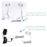 AIBOO Extension Cables 9.84FT LED Under Cabinet Puck Lighting, 2-Pin Male and Female Cable Connector Extension Cords for Led Puck Lights with White Cords (6 Pack) 2-PIN ONLY - Retail: $17