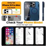 WRJ for iPhone 16 Pro Max Case, 2-Layer Durable Bumper [Compatible with MagSafe][Built-in Camera Stash Stand] Military Grade Drop Protection Shockproof Phone Case-Blue - Retail: $21
