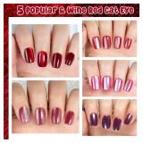 Cat Eye Press on Nails Red - 5 Styles Red Press on Nails Short Square, Soft Gel x Coat Nails False Nails, Bt Art Box Press On Nails in 16 Sizes -160 PCS Soft Gel Fake Nails Kit - Retail: $22