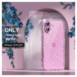 Choiche Compatible for iPhone 16 Plus Case, Women Clear Cute Glitter Phone Case, Wavy Bumper Cover 2 x Diamond Camera Lens Protectors 2 x Tempered Glass Screen Protectors] 6.7 Glitter Clear - Retail: 