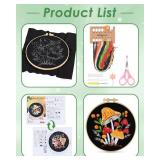 ERKOON Embroidery Kit for Beginners, Flower Cross Stitch Set for Include Embroidery Cloth Hoops Threads for Craft Lover Hand Stitch with Embroidery Skill Techniques (Mushroom) - Retail: $9