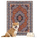 nunubaby Washable Pee Pads for Dogs, Stylish, Non-Slip and Leak-Proof Pee Pads. Reusable Potty Pads for Dogs for Crates and Floors.(Red/Floral, 18" x24") - Retail: $13