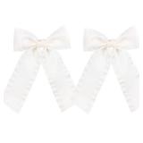 2PCS Hair Bows for Women Girls 4in Off White Tassel Hair Ribbon Bowknot Hair Clips Barrettes Hair Accessories for Teens Toddler Girls Kids with Long Tail - Retail: $7