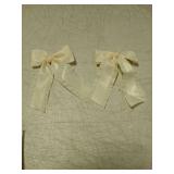 2PCS Hair Bows for Women Girls 4in Off White Tassel Hair Ribbon Bowknot Hair Clips Barrettes Hair Accessories for Teens Toddler Girls Kids with Long Tail - Retail: $7