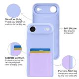 Karrint Design for iPhone Air Case with Card Holder for Women Men Soft Liquid Silicone Cover [Microfiber Lining] Full Camera Protection Shockproof Slim for iPhone Air Case Wallet Purple - Retail: $16
