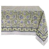 ATOSII Amara 100% Cotton Rectangle Fall Tablecloth, Handblock Floral Linen Table Cloth for Kitchen Dining Table I Parties Weddings Christmas I Fall Home Decor 60 X 108 Inches I 8 Seater - Retail: $60
