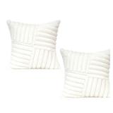 All Smiles Couch Decorative Throw Pillow Covers 26X26 Set of 2 Faux Fur Plush Soft Fluffy Velvet Cushion Case Cozy Fuzzy Striped Pillowcase Home Decor for Sofa Living Room Bedroom,Cream White - Retail