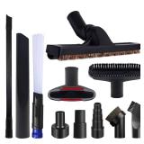 11 PCS Universal 1 1/4 Inch Vacuum Attachments Kit for Shop Vac Accessories with Vacuum Brush Attachments, Flexible Crevice Tool, Hose Adapters for 2 1/2" to 1 1/4" and 1 7/8" to 1" Hoses - Retail: $2