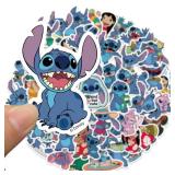 50pcs Stitch Stickers Pack Cartoon Cute Waterproof Vinyl Sticker for Water Bottle Luggage Bike Car Decals Gift for Kids Teens Adults Stickers, Toddlers (Blue) - Retail: $6