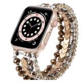 MOFREE Beaded Bracelet Compatible with Apple Watch Band 38mm/40mm/41mm/42mm, Fashion Elastic Stretch Women Bands for iWatch Series 11/10/9/8/7/SE/6/5/4/3/2/1 iPhone Watch Strap Bands Coffee - Retail: 