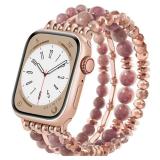 VISOOM Beaded Boho Bracelet for Apple Watch Series 11 10 Se 9 8 7 6 5 4 3 2 1 Bands Wrap Straps 42mm 41mm 40mm 38mm Women, Fashion Handmade Cute Crystal beads Stretchy Watch Strap for iWatch Bands - R