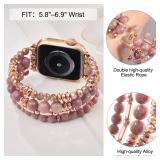 VISOOM Beaded Boho Bracelet for Apple Watch Series 11 10 Se 9 8 7 6 5 4 3 2 1 Bands Wrap Straps 42mm 41mm 40mm 38mm Women, Fashion Handmade Cute Crystal beads Stretchy Watch Strap for iWatch Bands - R
