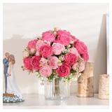 MARTINE MALL 2 Packs Peonies Artificial Flowers, Mixed Pink Artificial Peonies, Silk Peonies Flowers Fake Peonies Artificial Flowers Peonies Bouquet for Centerpiece Table Wedding Party Home Decor - Re