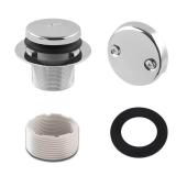 WRISIN Tub Drain Kit with Overflow, Tip-Toe Bath Tub Drain and Two-Hole Overflow Cover Plate, Universal Fit, Chrome - Retail: $16