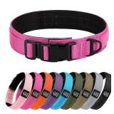 Tactical Durable Dog Collar, Metal D-Ring, Adjustable Heavy Duty Dog Collar with Heavy Quick-Release Buckle for Medium Large Dogs (Hotpink, M) - Retail: $11