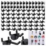 Roowest 84 Pcs Pegboard Hooks Plastic Straight Hook Fits 1/4\" Pegboards Accessories Multiple Size Peg Board Hooks for Craft Storage Tool Room Kitchen Garage Organizer Tools Display (Black) - Retail: 