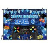 LTDKAEN Game Theme Level 6 Birthday Backdrop Video Game Happy 6th Birthday Party Decorations Level Up Theme Boys Kids Birthday Party Supplies(7Ã5FT) - Retail: $10