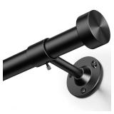 YaFex Heavy Duty Curtain Rods 32-150 Inch, 1 Inch Adjustable Black Curtain Rod for Windows, Extra Long Window Treatment Rods with Aluminium Finials, Easy Installation - Retail: $23
