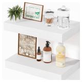 Mifurn Floating Shelves for Wall White Shelves Bathroom, Bedroom and Living Room, Wall Shelves & Book Shelf, Hanging Shelf, Modern Wooden Wall-Mounted Small Floating Shelf, 12x7x1.5 in, Set of 2 - Ret