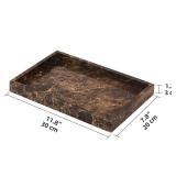 Marble Bathroom Vanity Tray, Natural Luxury Vanity Home Kitchen Bathroom Table Tray, Stone Decorative Countertop Dresser Trays for Key Coffee Perfume Jewelry Makeup (Dark Brown, 12"x 8" x1.2") - Retai